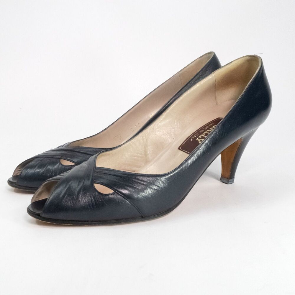 Bally Shoes Heels Pumps Made In Italy Navy Blue Women’s Size 9S